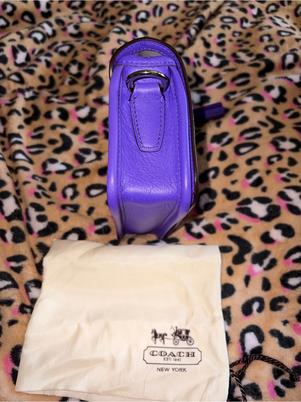 Coach Legacy NWT Penny Purple Leather Turnlock Crossbody with Tassel & Dusty - Picture 6 of 9